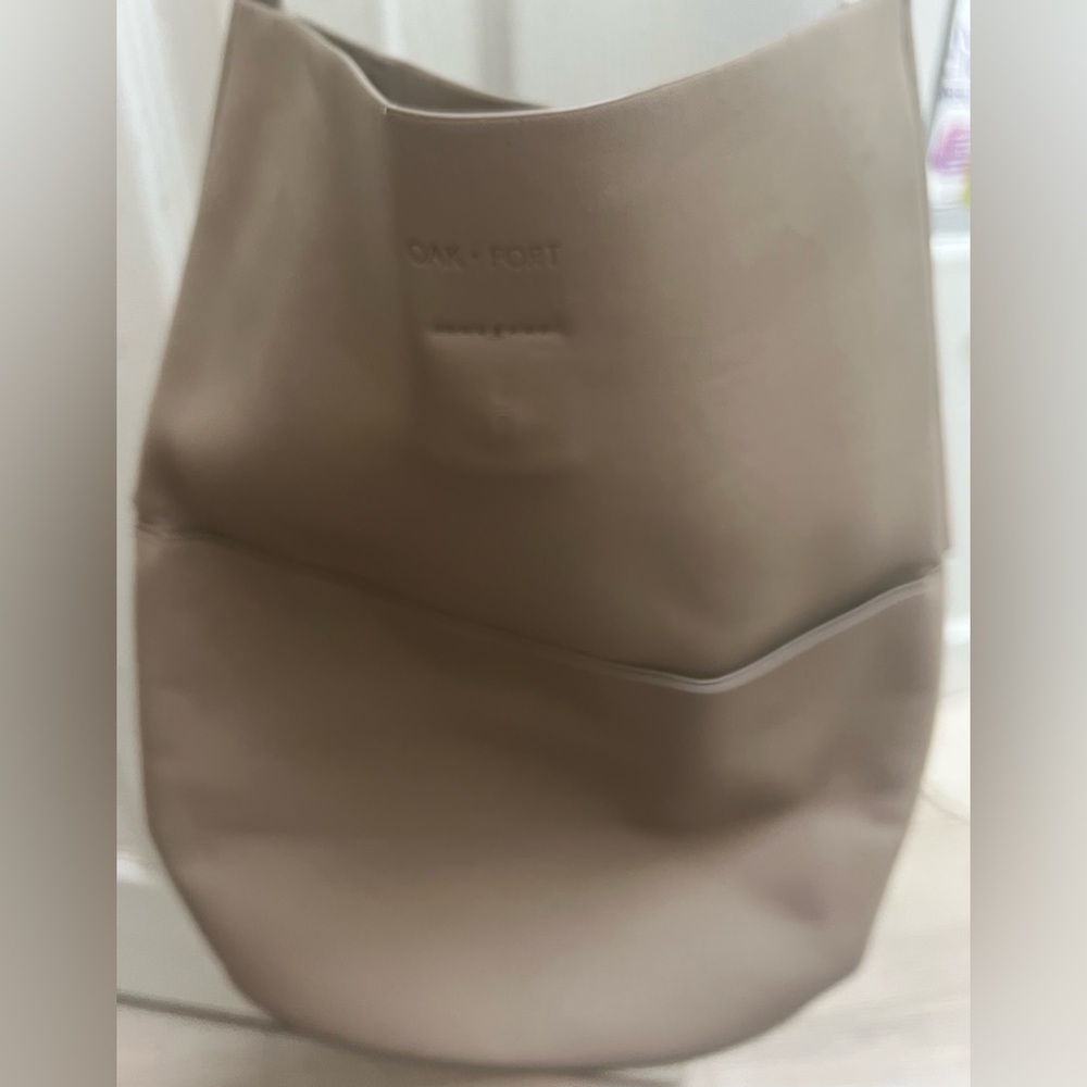 Oak + Fort Vegan Light Taupe Leather Bucket Tote